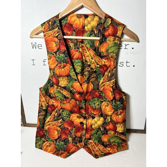 Quirky Grandma core Pumpkin Thanksgiving Harvest Vest Size Medium.  Bb - Picture 1 of 5